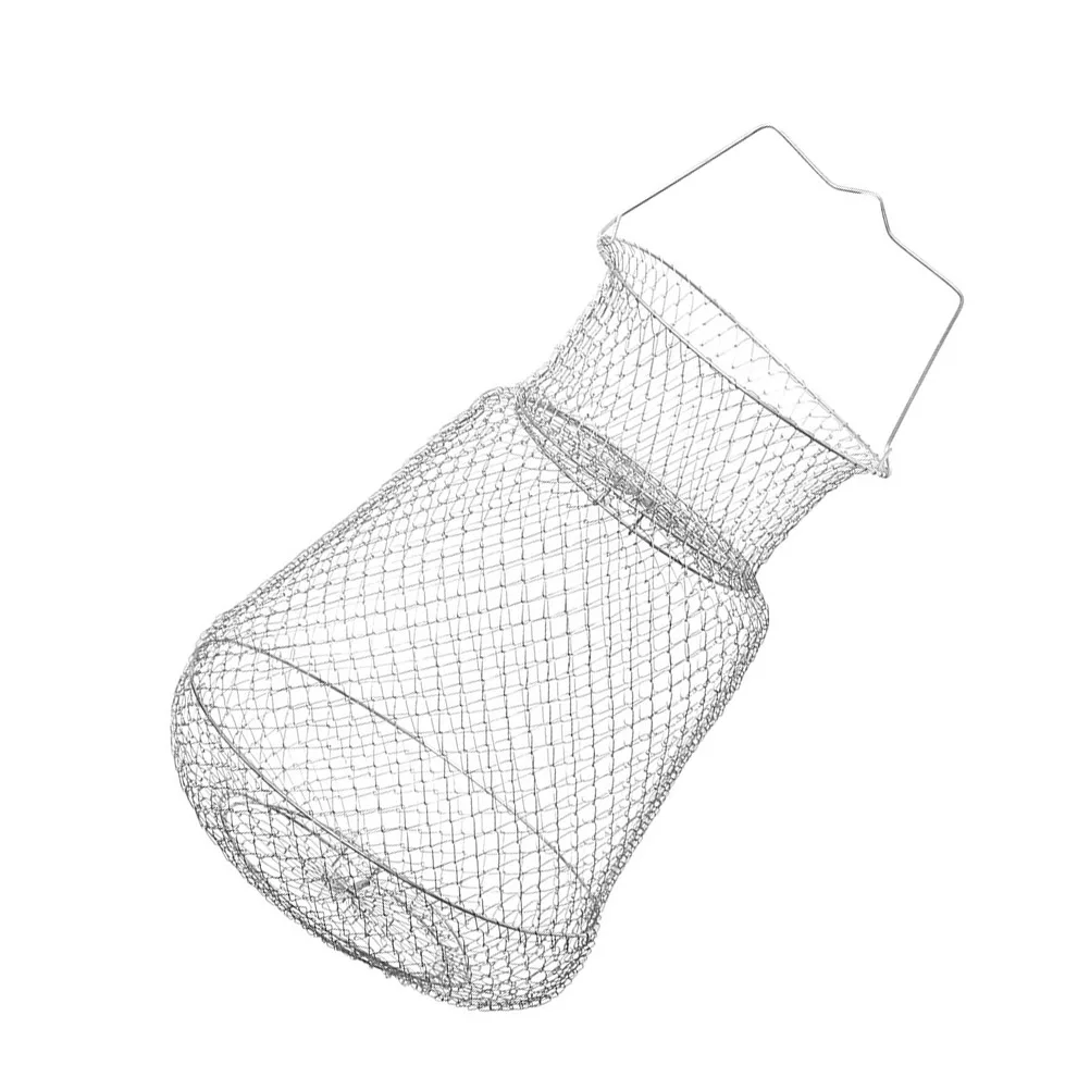 

1pcs 72Cm Foldable Zinc Plated Steel Wire Mesh Crab Lobster Net 1.5Cm Holes Lightweight Durable Outdoor Lake Fishing