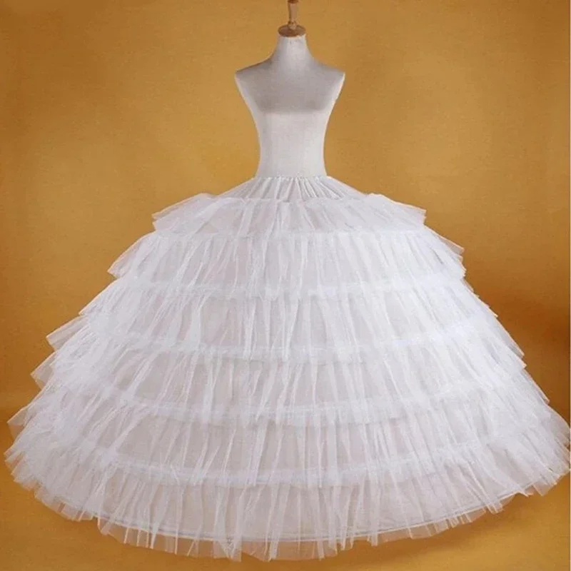 Venda quente 6 aros grande branco petticoat super fofo crinoline deslizamento underskirt para vestido de casamento vestido de noiva