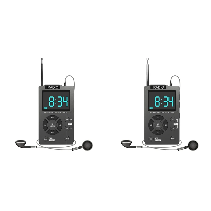 

Hot Sale2x Portable Mini Radio Pocket AM FM Digital Radio Receiver Auto-Search Channel TF Card MP3 Music Player