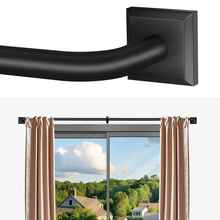 

Curtain Rods for Windows 66120Inch5.510ft Heavy Duty French Return Rod, Wrap Around Blackout Curtain Rods, Long Adjustable Room