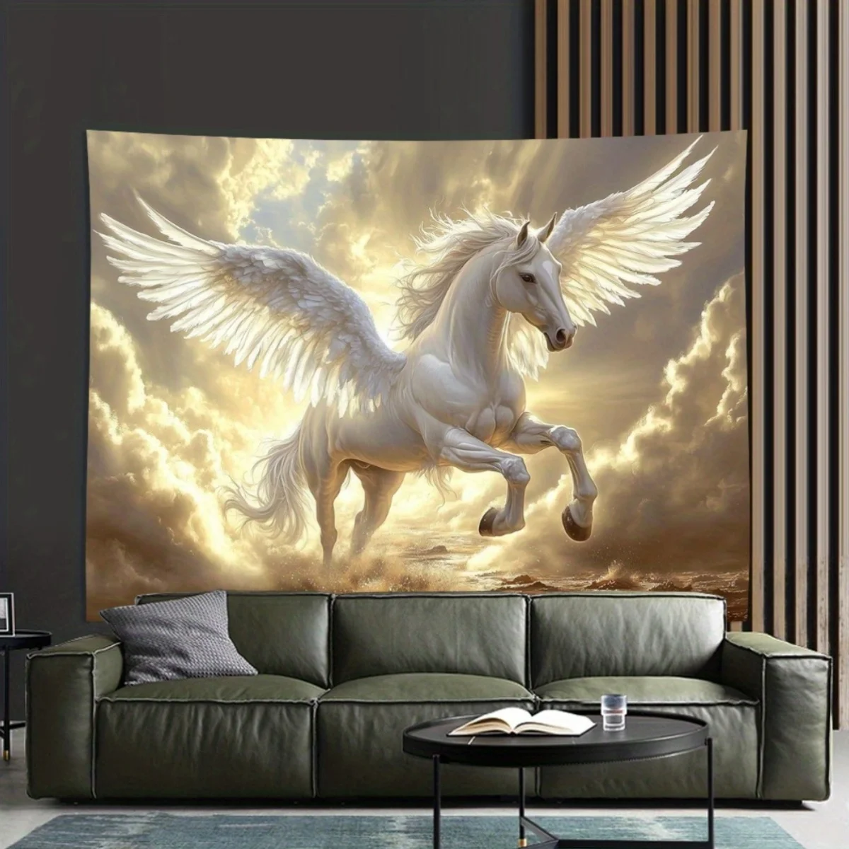 Large Fantasy Unicorn Pegasus Tapestry Wall Hanging Art Decor Mythical Winged Horse Majestic Poster for Living Room Bedroom Home