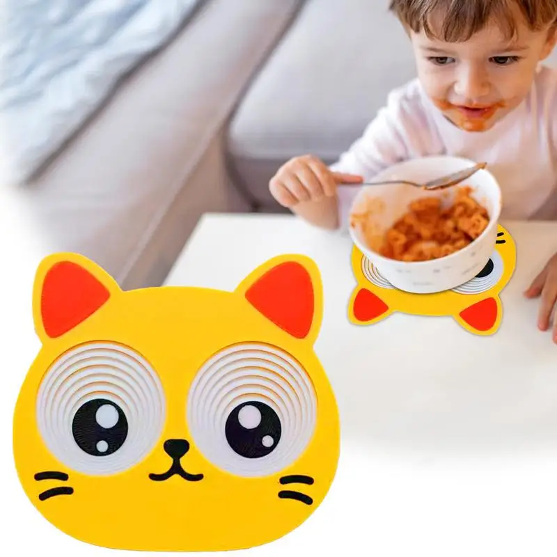 

Cat Cup Coasters with 3D Movable Eyes Funny Novelty Cat Coasters for Drinks Non-slip Mug Pads Dining Table Mats Kitchen Accessor