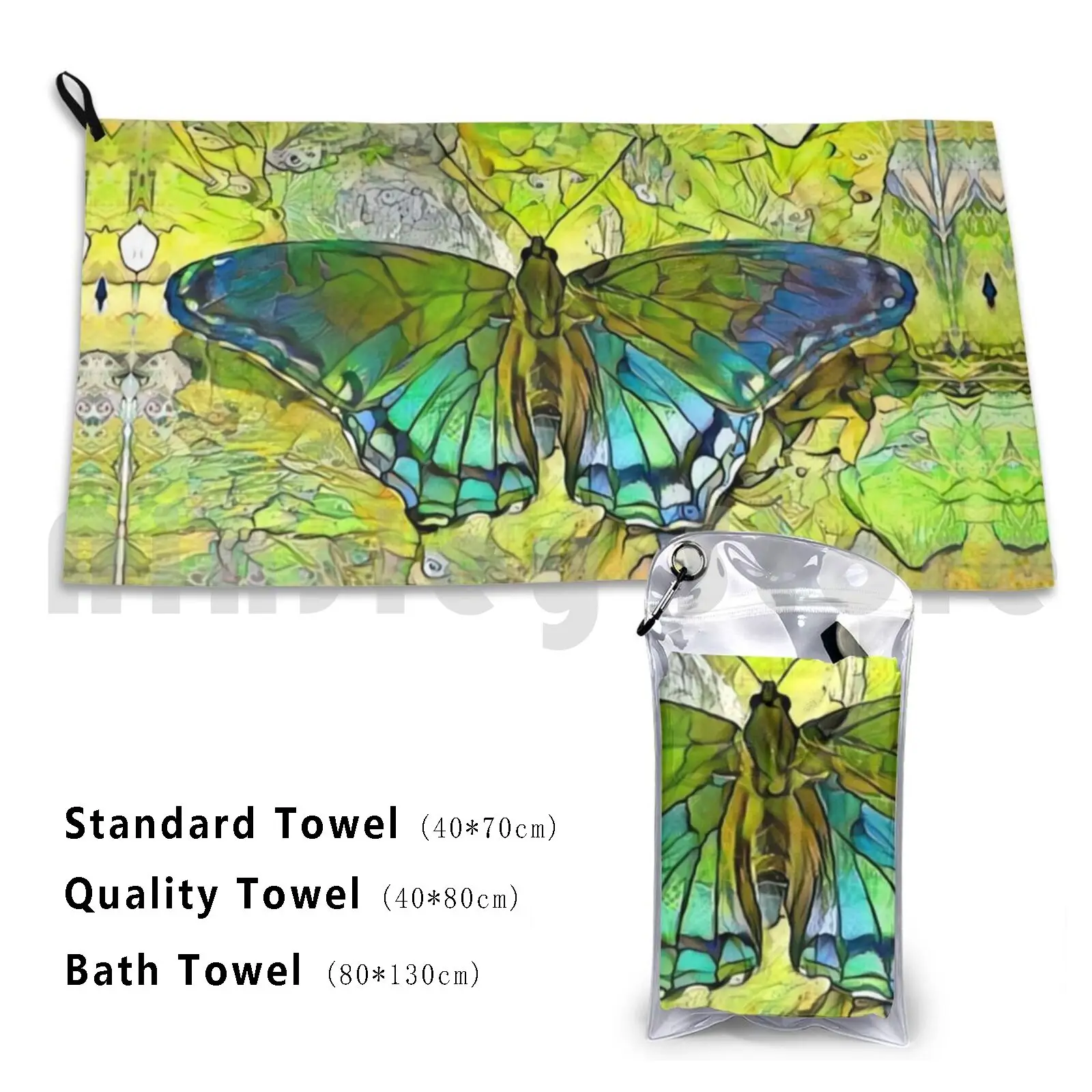 If Flew Green Bath Towel Beach Cushion Butterflies Green Blue Yellow Abstract Papilio Glaucus Animal Wildlife Tiger