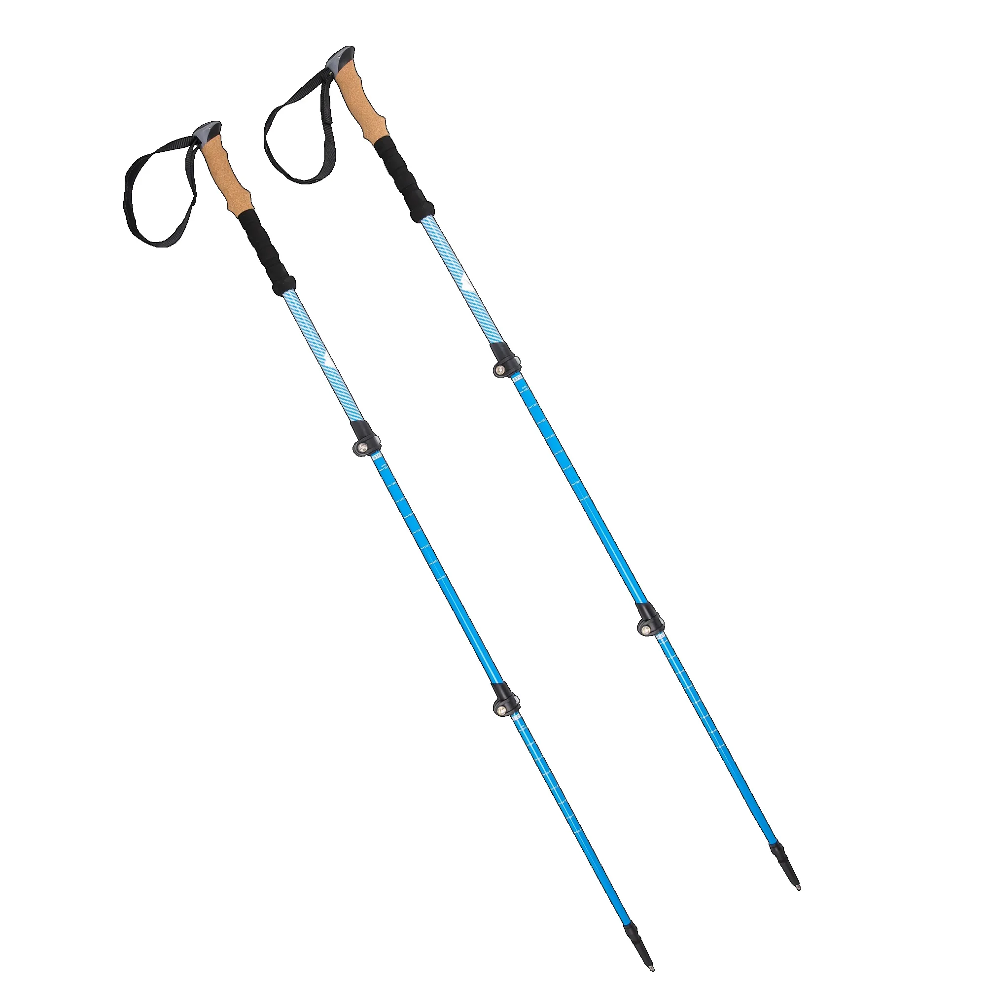 Bastoncini da trekking leggeri e regolabili con chiusura rapida in fibra di carbonio con impugnatura in sughero - Confezione da 2