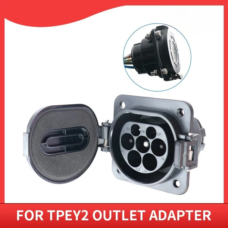 7-Pin Type 2 AC  Inlet Socket 32A Single Phase Three Phase With Custom Cable European Standard Car Charging Port Modification