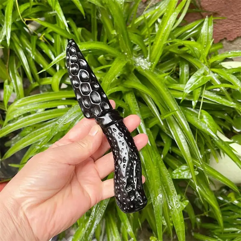 حجر سبج أسود طبيعي D agger نحت الأحجار الكريمة الريكي أحجار استشفاء ديكور المنزل عيد الميلاد هدية عيد 1 قطعة