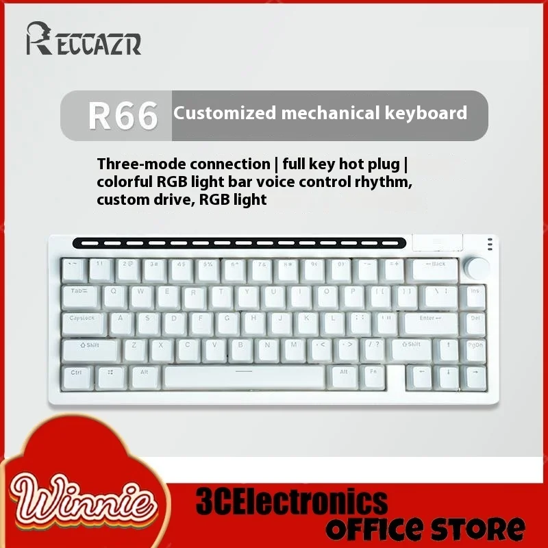 

Reccazr R66 Mechanical Keyboard Three Mode Wireless Multifunctional Knob Rgb Gaming Keyboard Hot Swap Pc Gamer Accessories Gifts