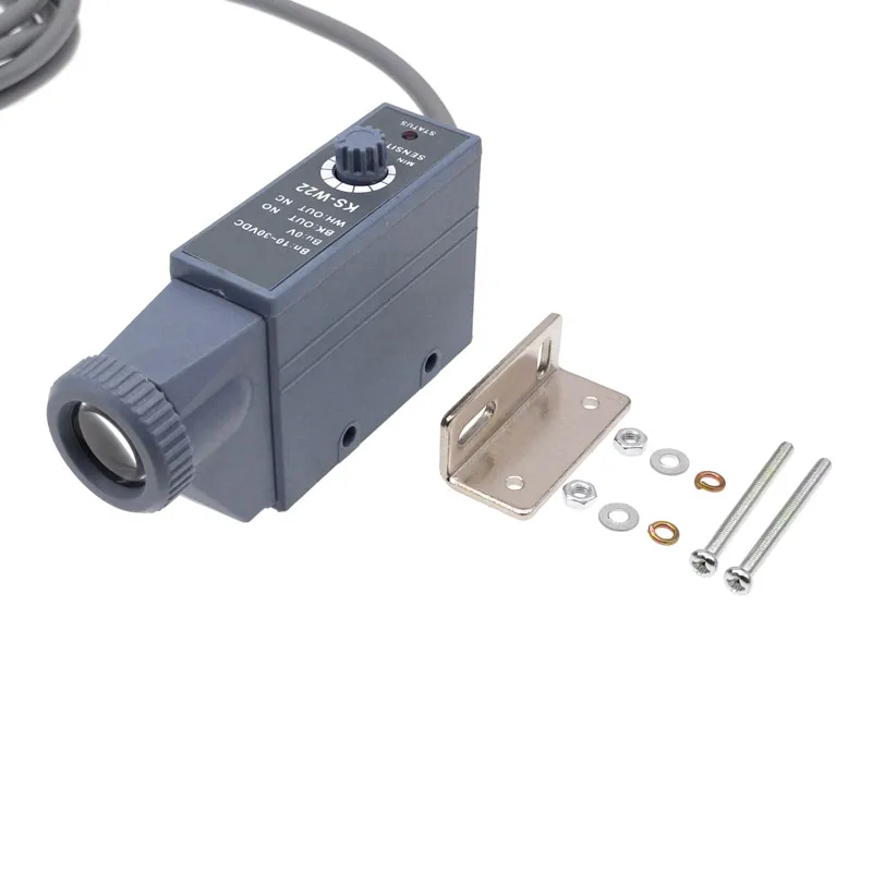 1Pcs Photoelectric Color Code Sensor KS-W22-R22-RG22-W22T-WG22 Automatic Color Recognition Detection Switch 10-30V