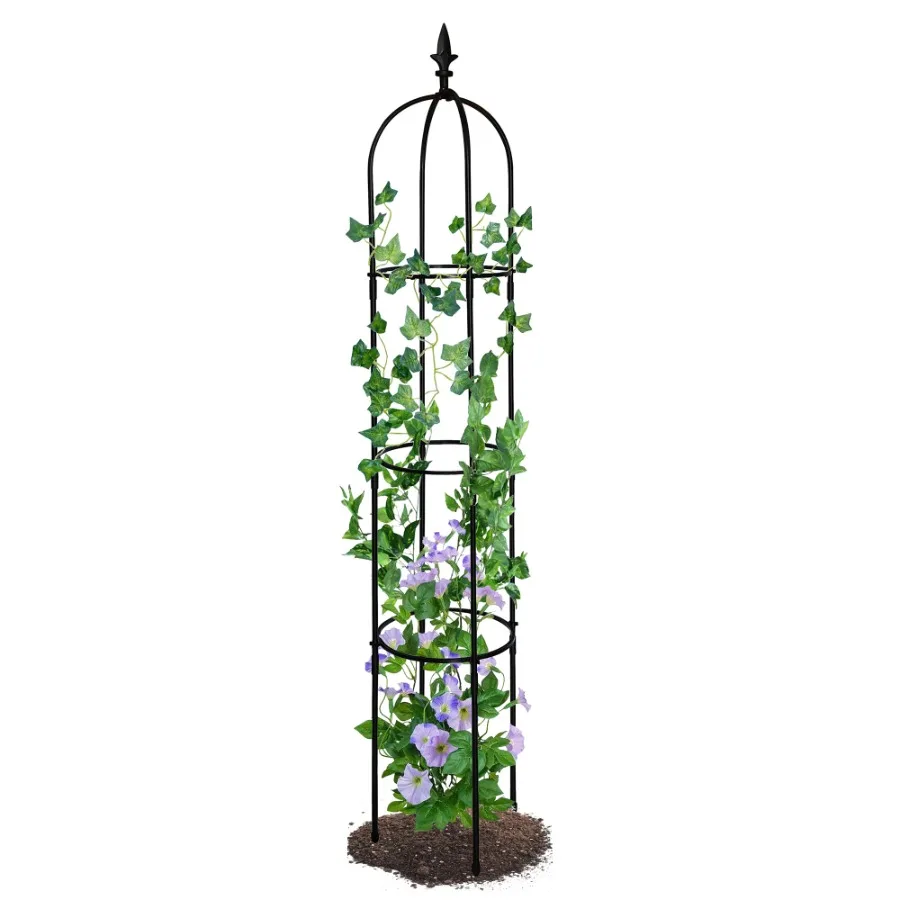 

6.2ft Garden Obelisk Trellis; Lightweight Rustproof Plastic Coated Metal Tall Tower Trellis Stand