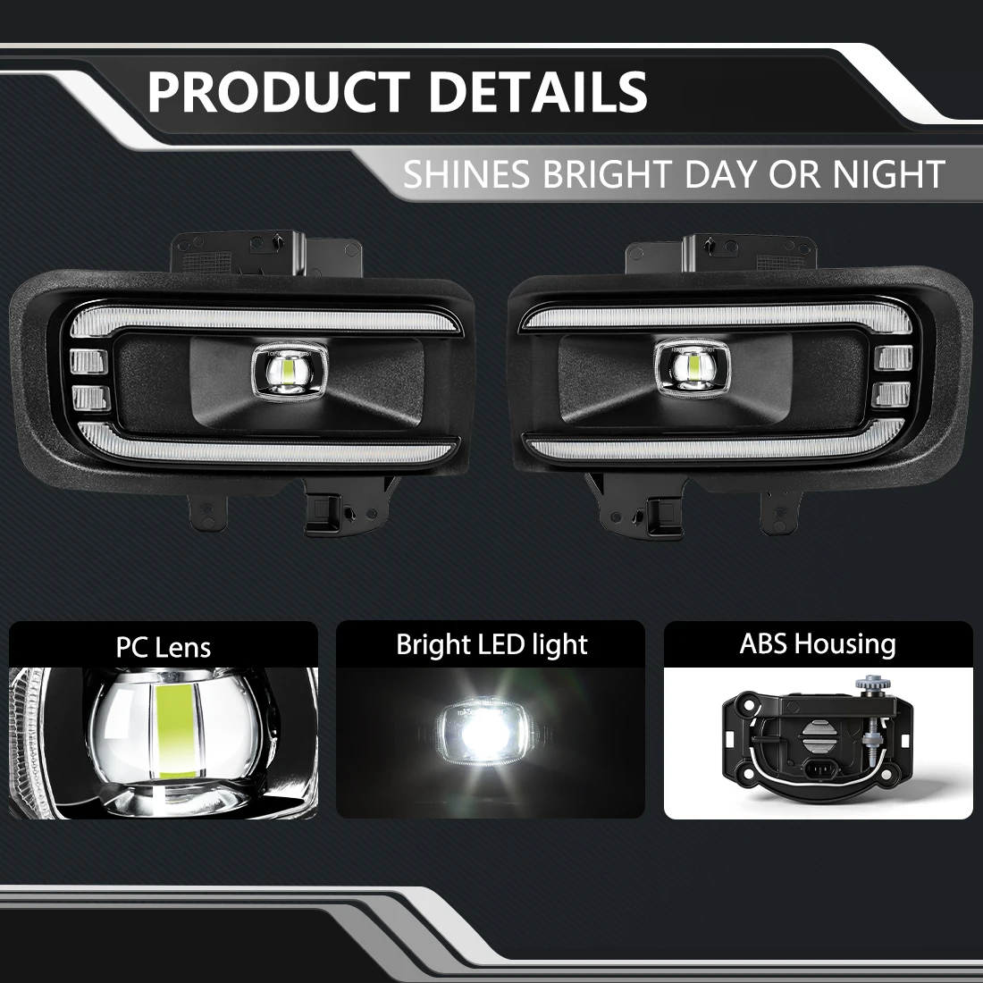 LED DRL Fog Lamp Kit For Ford F150 2024 2025 STX XL XLT Daytime Running Light Fog Lamp Assmebly DRL Turn Signal Driving Lamp 12V view 2