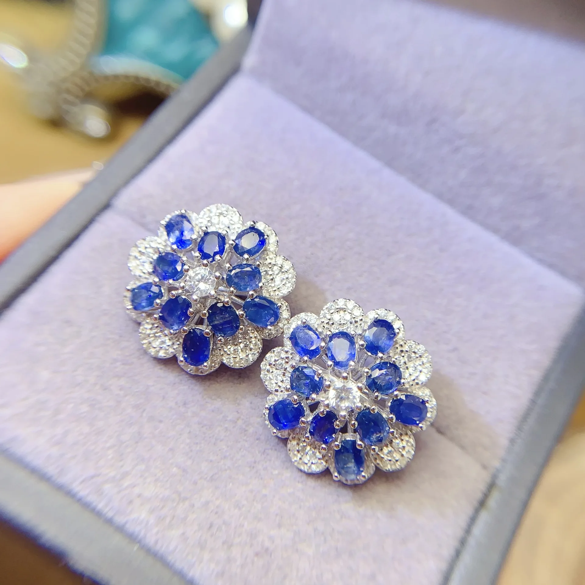 S925 Silver Sapphire Jewelry Set, 3x4mm Triple Piece Collection, Modern Luxury for Executive Style & Premium Gifting