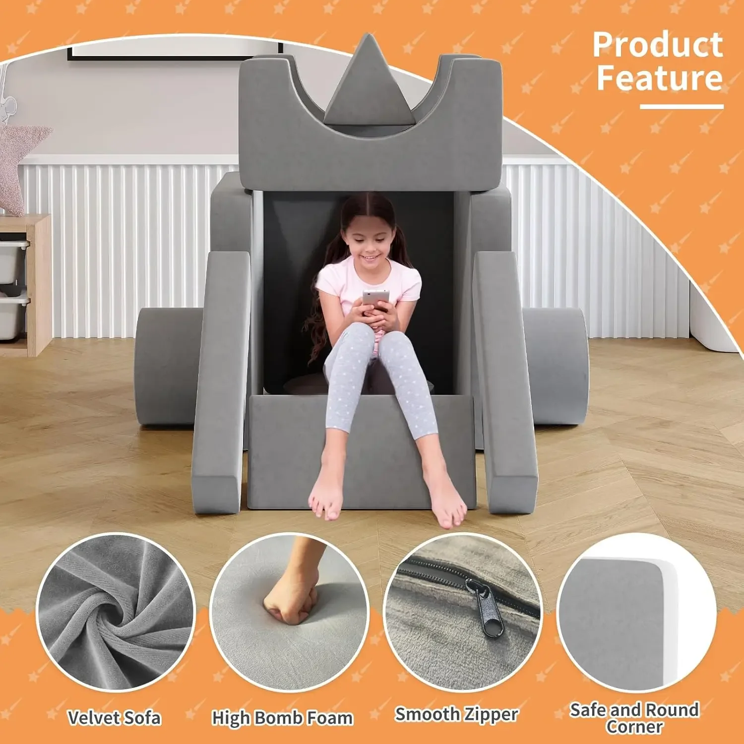 Play Couch 13PCS, modular para sala de jogos, sofá modular para meninos e meninas