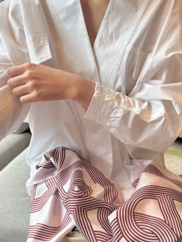 Chic Inizio Autunno Croce V-Ne Allentato Versatile Lungo Sve Color irt Top da donna Faion Commute Sle Abbigliamento casual