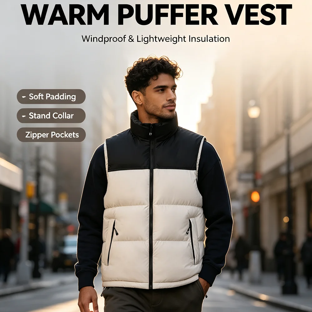 가을 겨울 남성 퍼 조끼 아웃도어 남성 스탠드 칼라 보 - Puffer Vest Padded 리뷰 및 가격