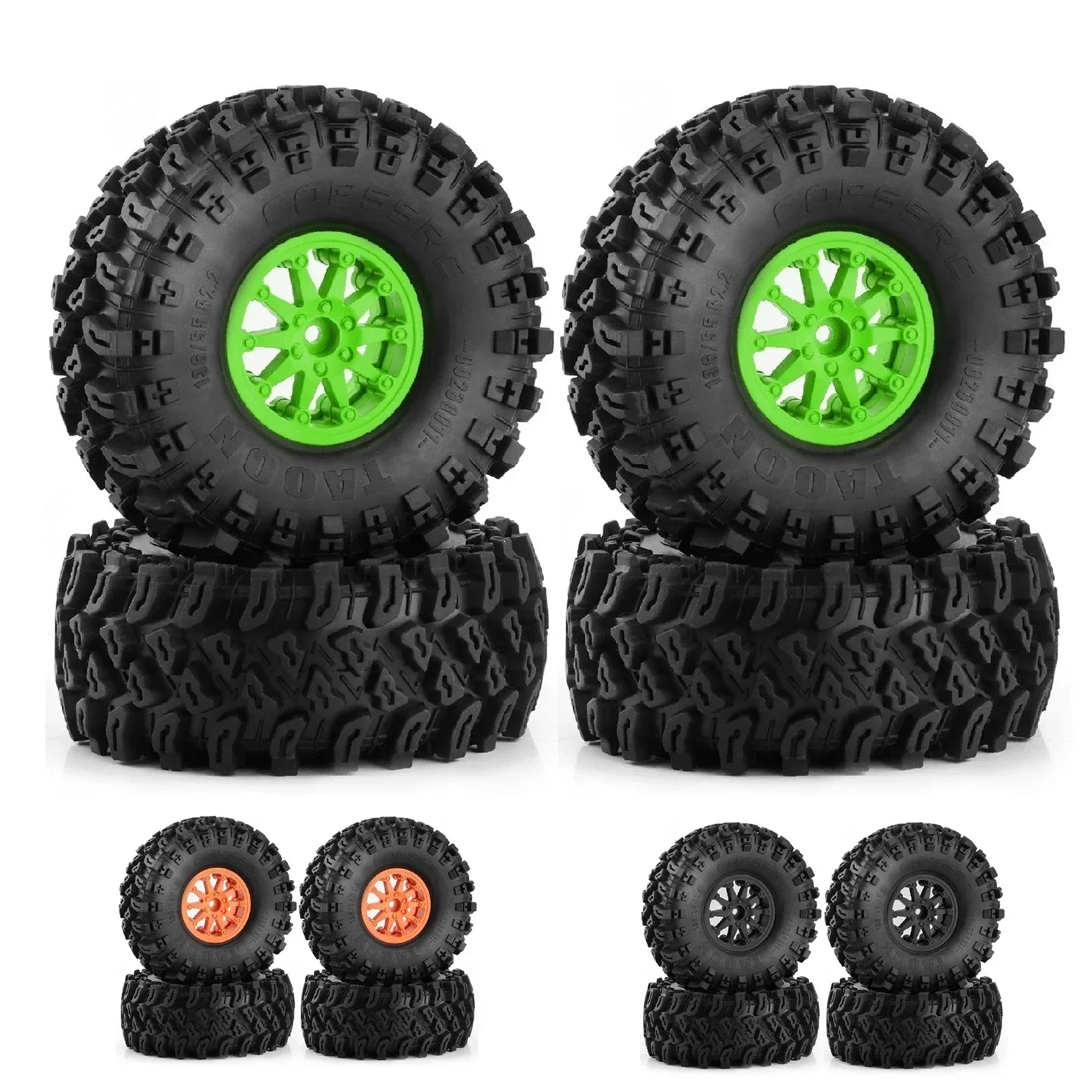 

PigRC 4pcs 136mm Plastic 2.2" Beadlock Wheel Rim Tire Set for 1/8 1/10 RC Crawler Car Axial SCX10 Wraith Capra TRX4 YK4082 CROS