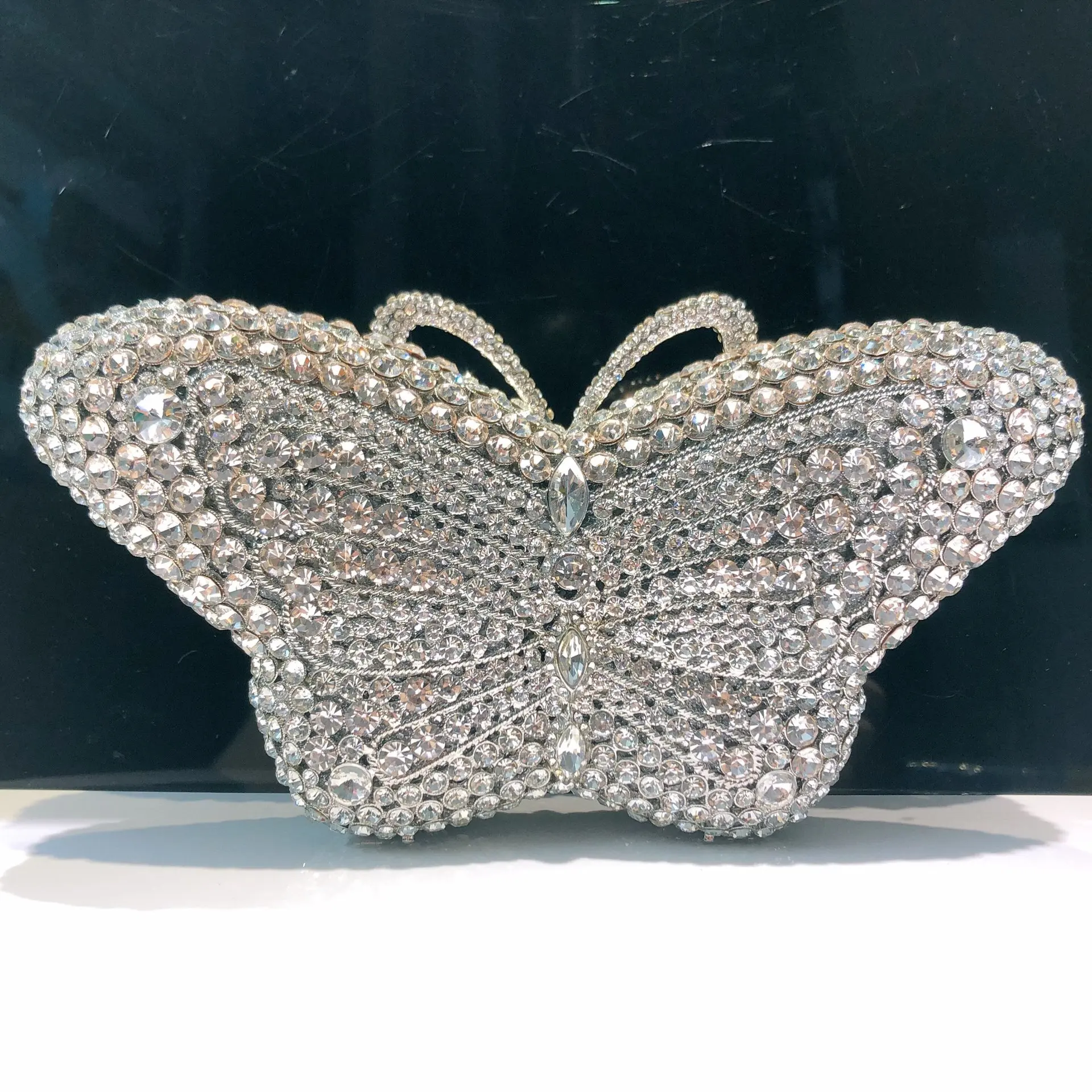 Butterfly Shape Crystal Evening Clutch for Female Rhinestone Dinner Bags Vintage Banquet Handbags Luxury Handmade Purses Bag