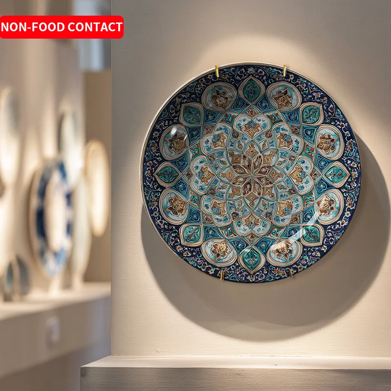 Ornate Persian Floral Mandala Ceramic Decor Plate - Hanging Wall Art, Suitable for Homes, Living Rooms, Offices, and Study Rooms