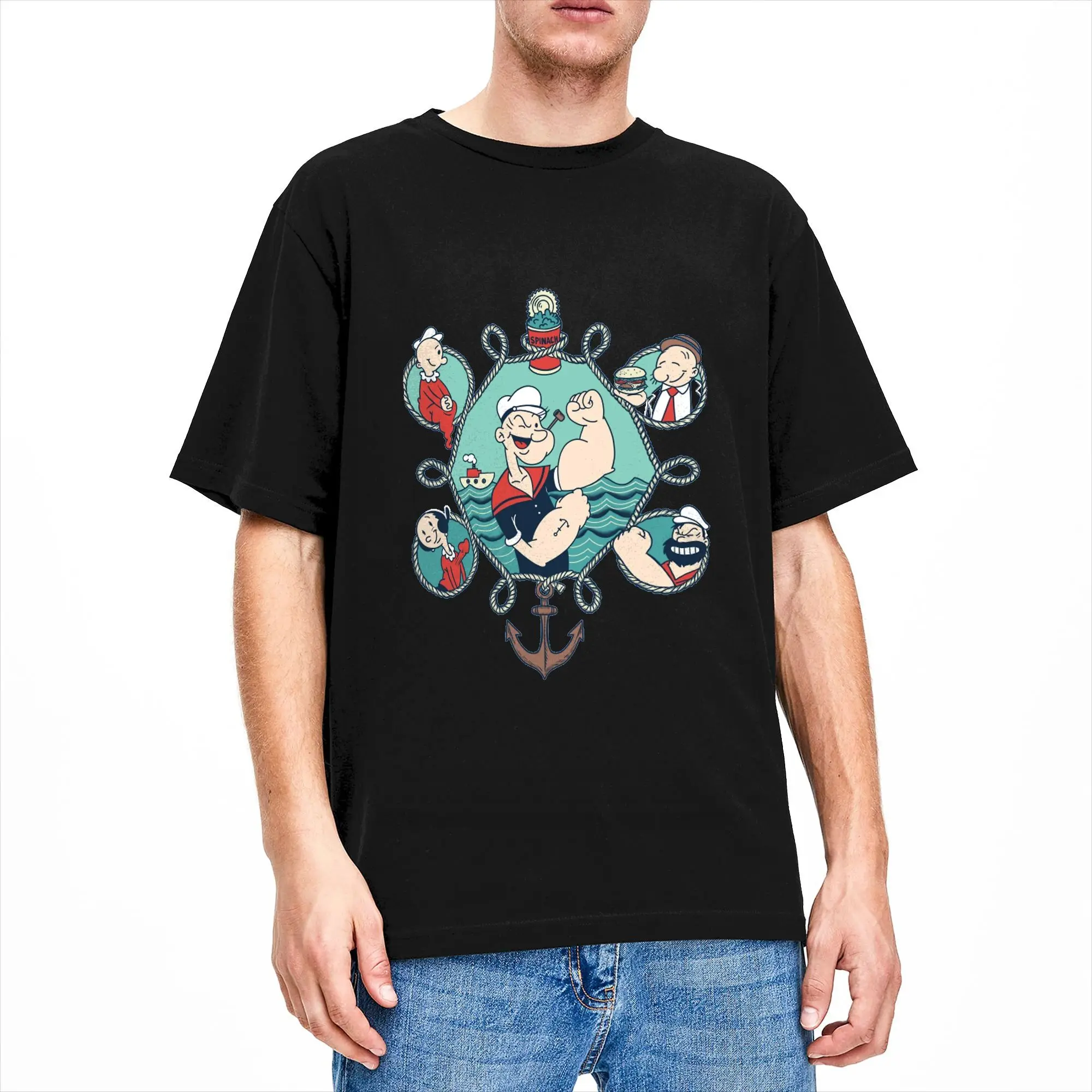 Popeye the Sailor T Shirt Summer  Popular T-Shirts 100% Cotton Round Neck Plus Size 5XL Tees Short Sleeve Y2K Retro Tops
