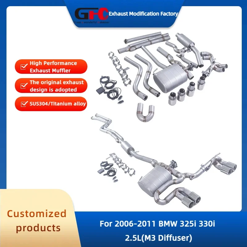 

GFC 304 Stainless Steel Catback High-Performance Electronic Valve Exhaust System for 2006-2011 BMW 325i 330i 2.5L(M3 Diffuser)