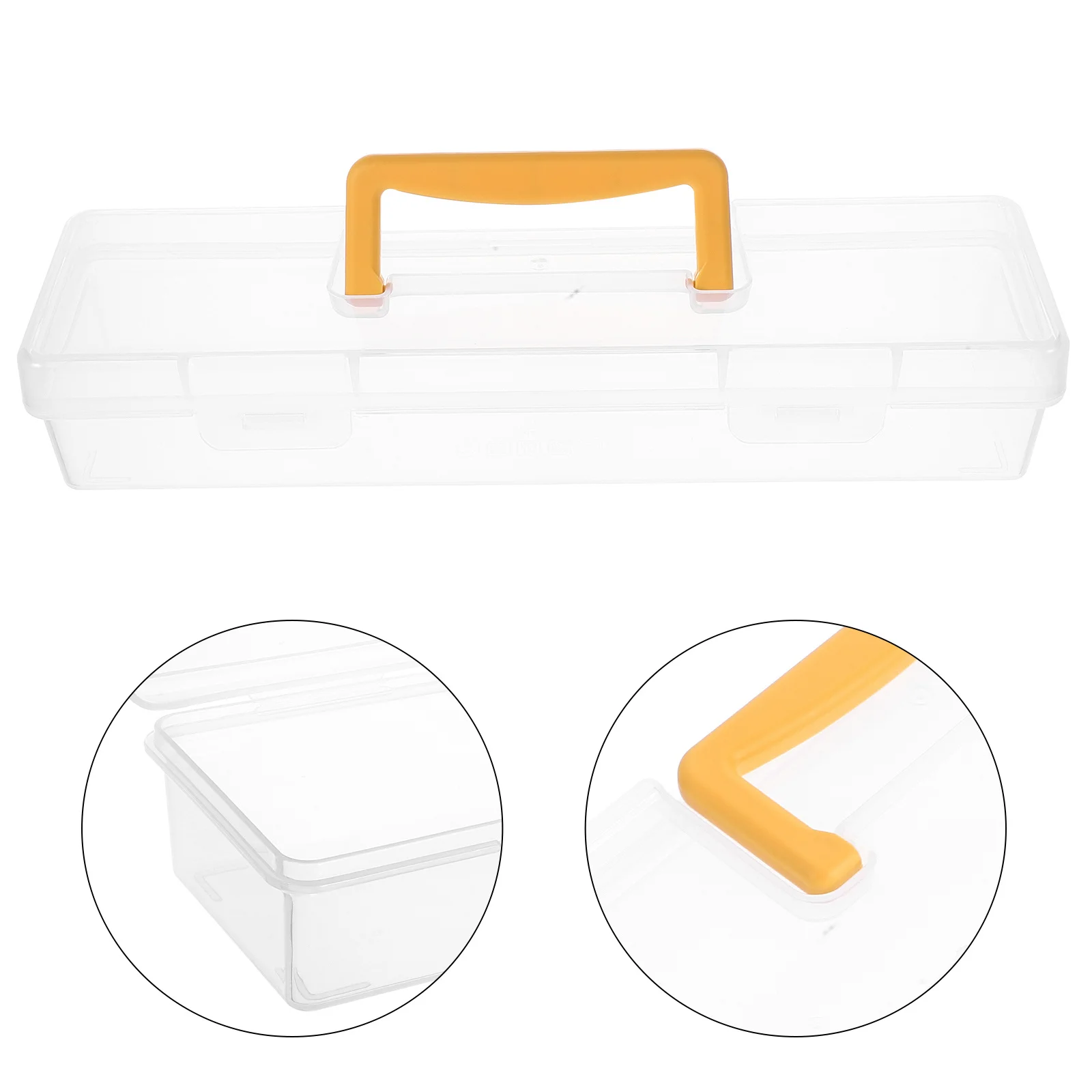 

Plastic Clear Toolbox Storage Organizer with Handle Compact Portable Nut Bolt Paint Brush Holder Utility Boxes