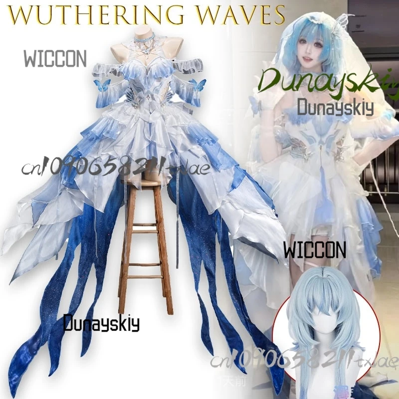 

Wuthering Waves THE SHOREKEEPER Aalto Moon Tide Star Veil Wedding Cosplay Costume Bride For Anime Game Character Dress Up Role