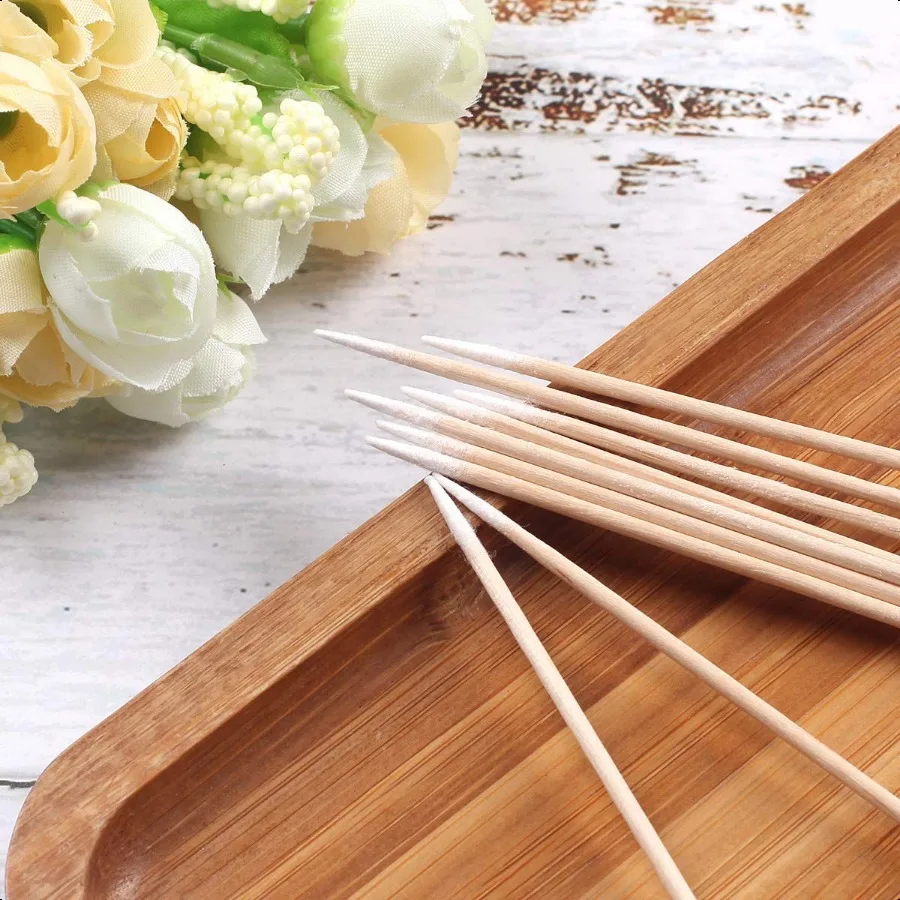 Tampone di cotone per microblading da 1000 pezzi Tamponi di cotone con punta a punta Tamponi di cotone Bastoncini di legno Applicatore con punta di cotone Tatuaggio permanente