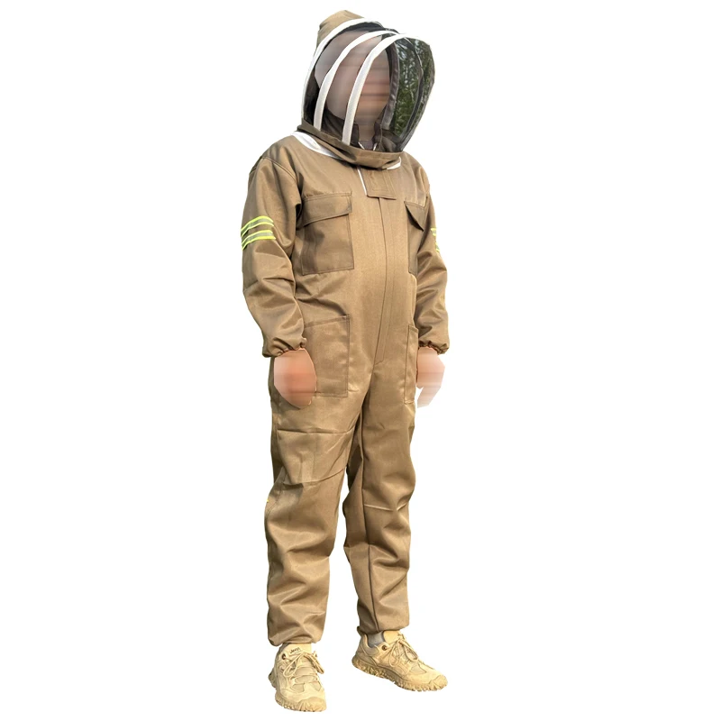 Beekeeping Suit khaki Bee-proof Clothing Protective  Beekeeper Breathable Honey Hat Clothes Apiculture Supplies