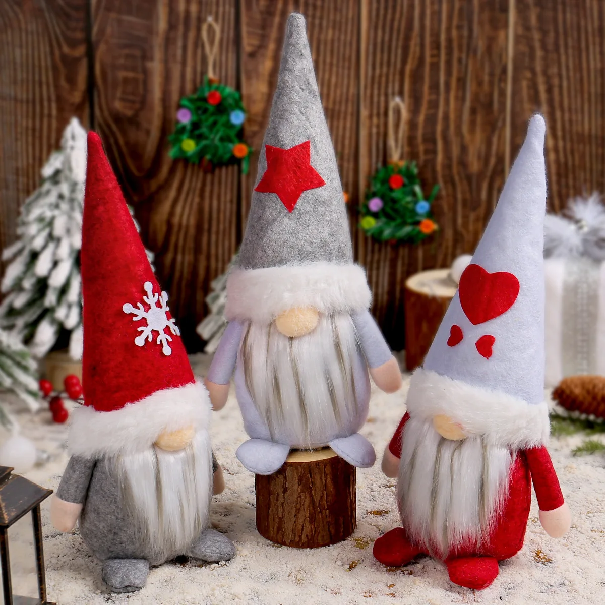 Creative Christmas Decorations with Hats and Faceless Dolls Holiday Dwarf Santa Claus Plush Doll Standing Tabletop Decoration