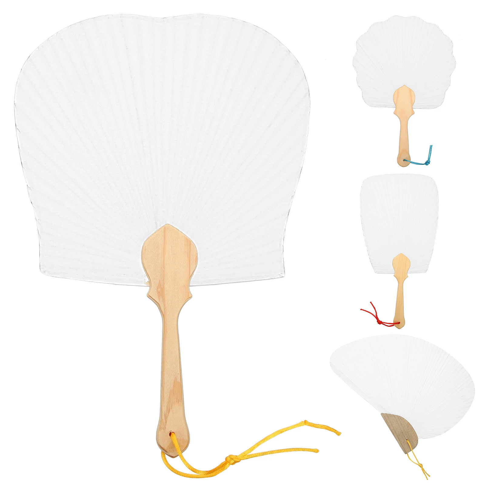 

4 Pcs Painting Small Handheld Coloring Paper Fans for Women Child DIY Graffiti Blank Hand Fan Retro Decorative Craft Fans