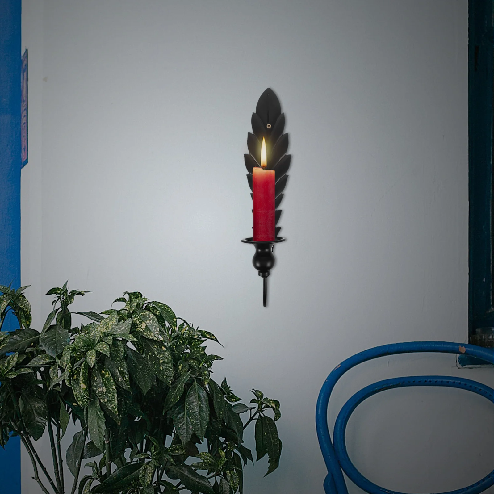 

Iron Wall Holder Leaf Design For Home Decor Dining Room Metal Candlestick Holder Party Wedding Festival Decorative