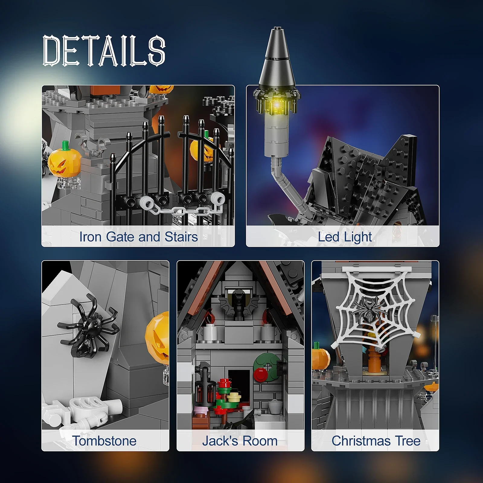 MOC Haus-Nightmare Before Bausteine Set Geist Skelett Hütte DIY Ziegel Spielzeug Kinder Weihnachten Halloween Geburtstag Geschenk