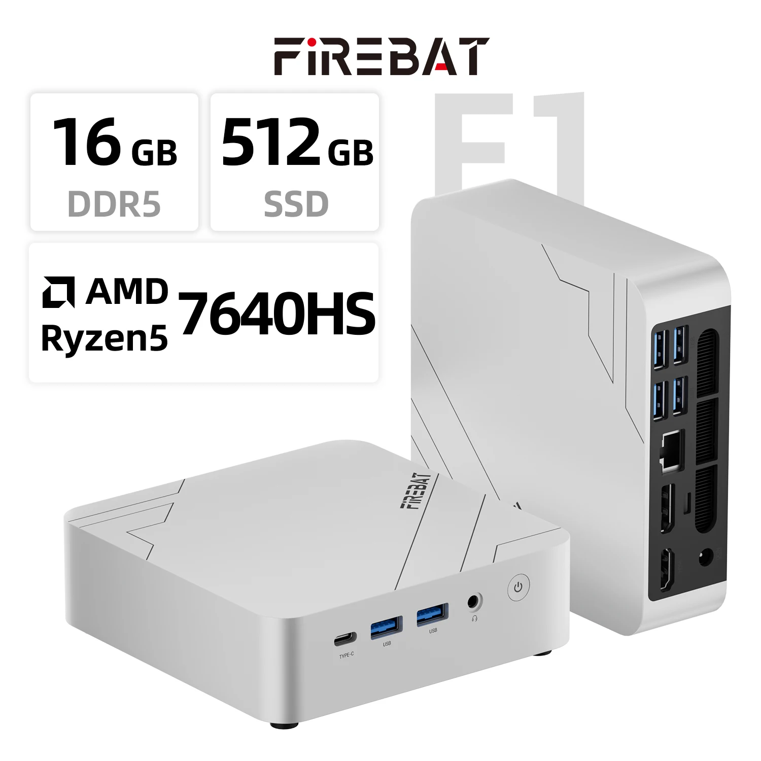 FIREBAT F1 كمبيوتر صغير AMD Ryzen 5 7640HS DDR5 16GB RAM 512GB SSD WIFI6 BT5.2 سطح مكتب محمول كمبيوتر صغير Windows 11 كمبيوتر مكتبي #1