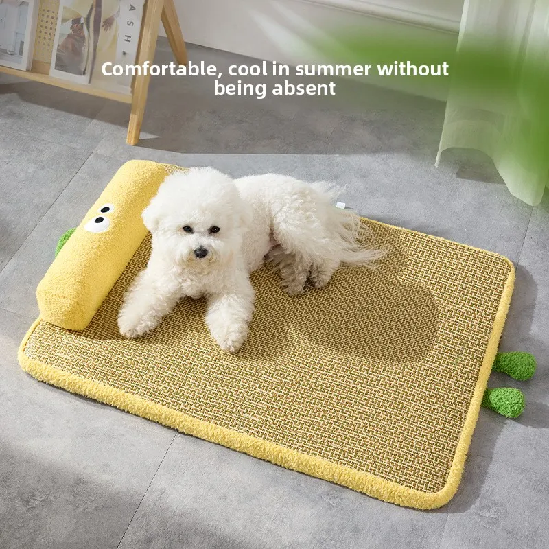 

Summer Kennel Heat Dissipation Breathable Rattan Mat Cat Scratch-resistant Wear-resistant Ice Pad Thickened Neck Pillow Cool Pad