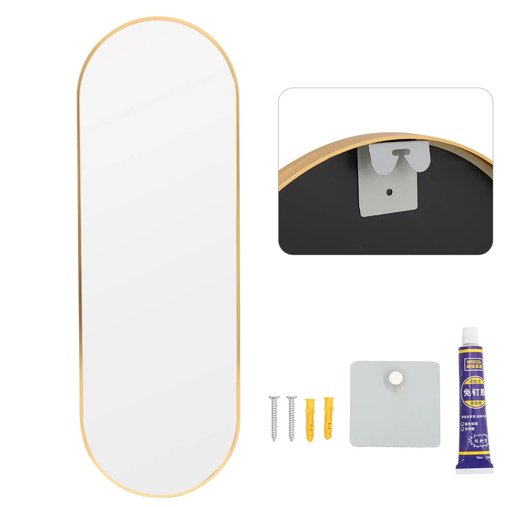 【Lifeideas】Modern Oval Metal Full Length Wall Mirror Gold/Black