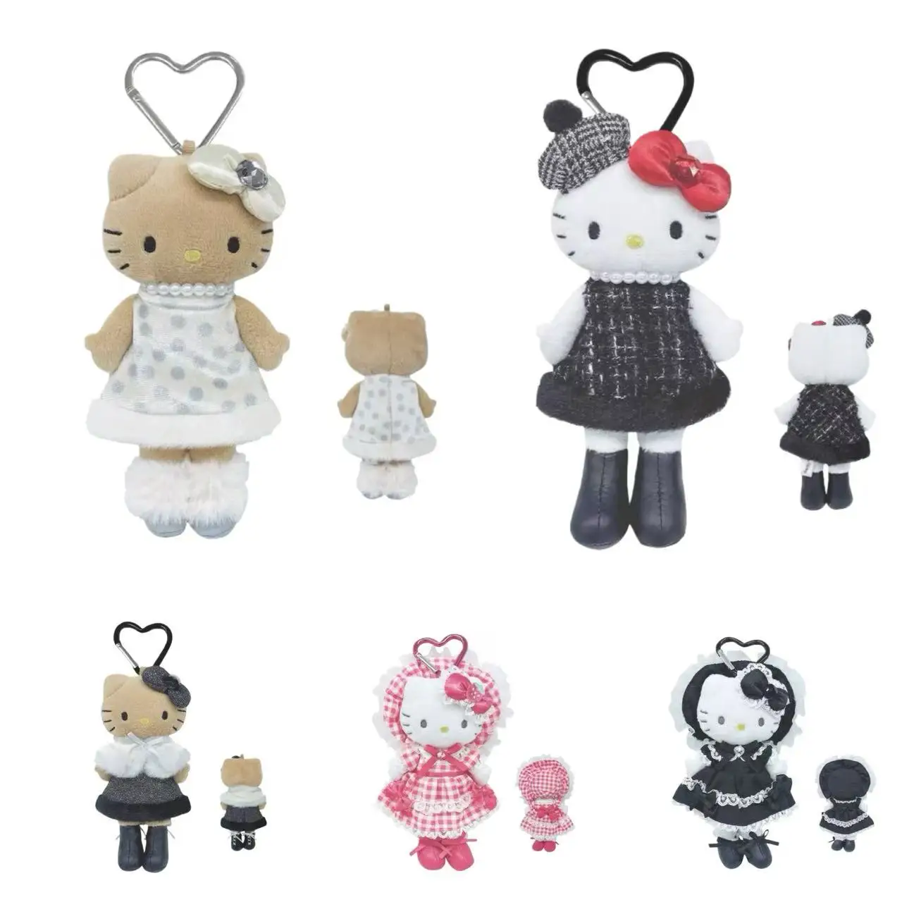 Sanrio зимняя женская серия Hello Kitty Beret, плюшевая кукла, кулон, аниме, темная кожа, бревенчатые ножки, пушистая кукла Kitty, мягкий рюкзак, подвеска
