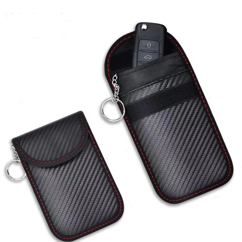 1Pc Car Key Signal Shielding Box, Faraday Cage Keyless Remote Fob Case, RFID Blocking Pouch Anti‑Theft Car Accessory