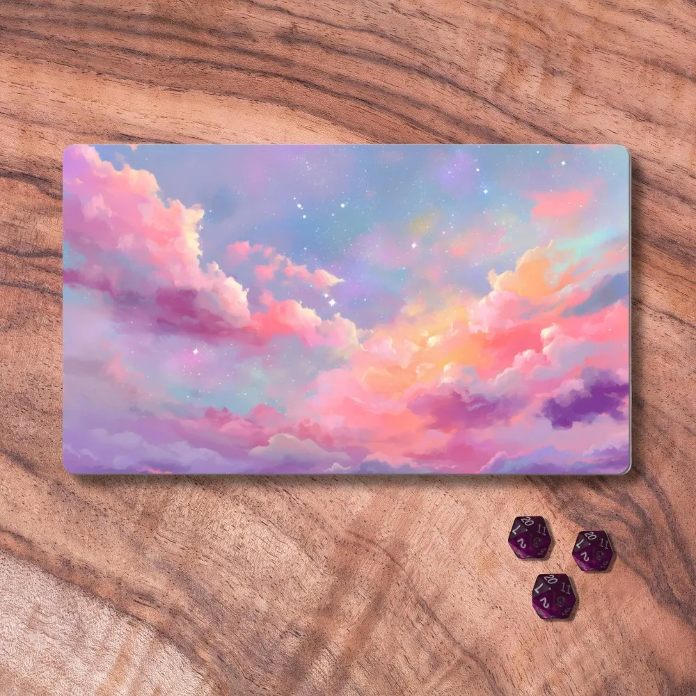MTG Playmat Anime, MTG Playmat Pastel Sky, Pink Sky Trading Card Game Playmat, MTG Accessories, Cozy Gamer Gifts