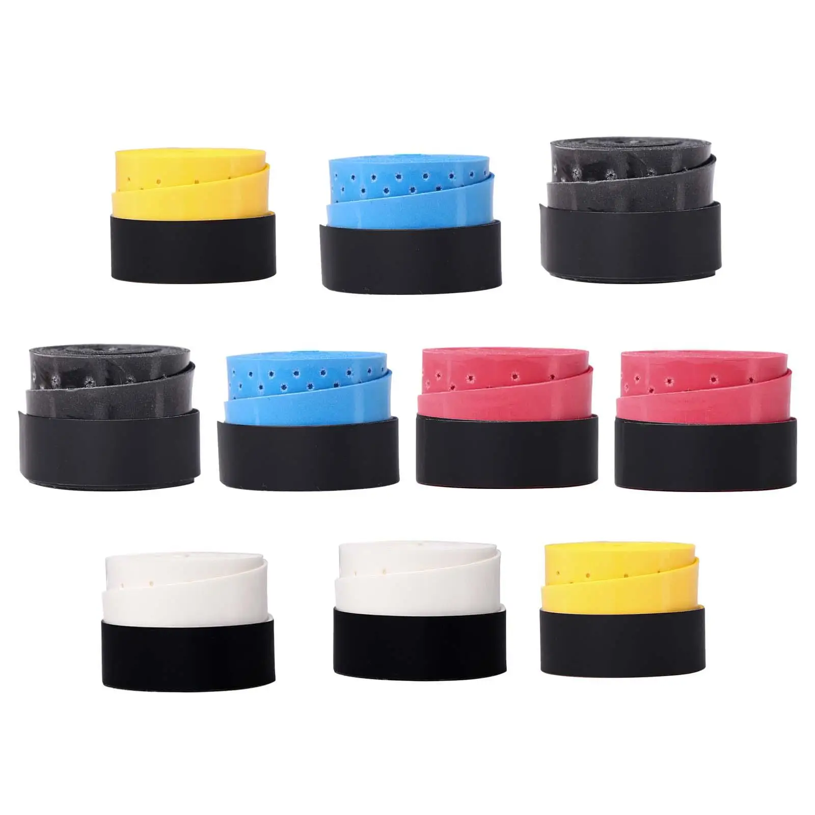 10Pcs Badminton Grip Wraps Lightweight Ventilate Holes Comfortable Tennis Racquet Grip Tapes for Fitness Cycling Outdoor Sport