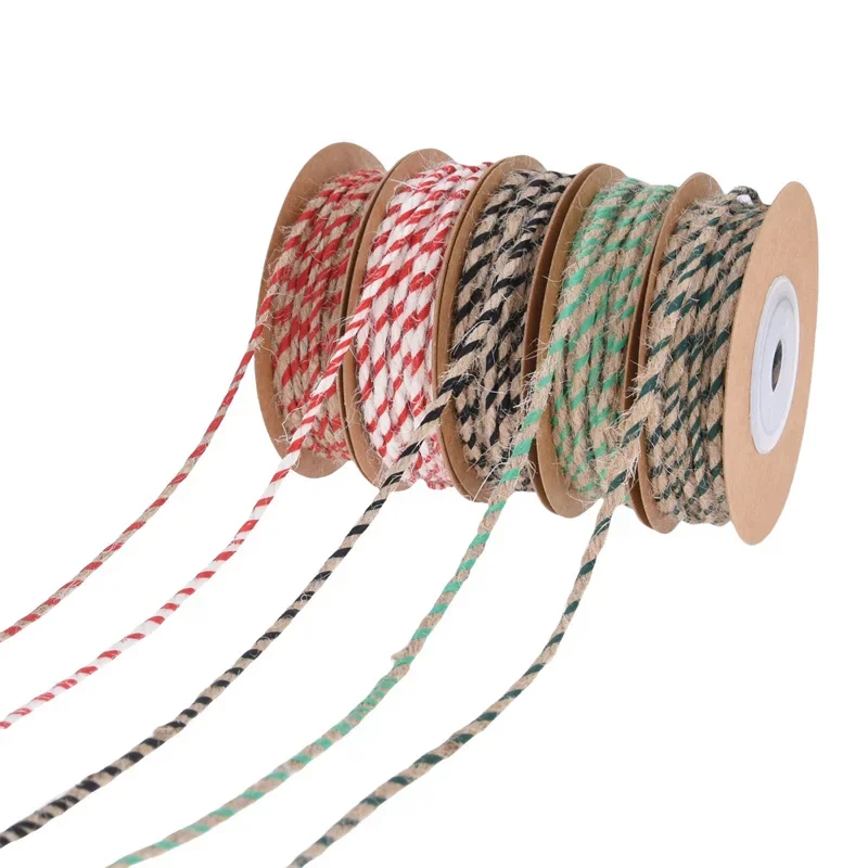 MintHome-Spiral Color Blocking Sisal Rope, Christmas Decoration Rope, Gift Tie, Vintage Sisal Ribbon, Narrow Wire, New