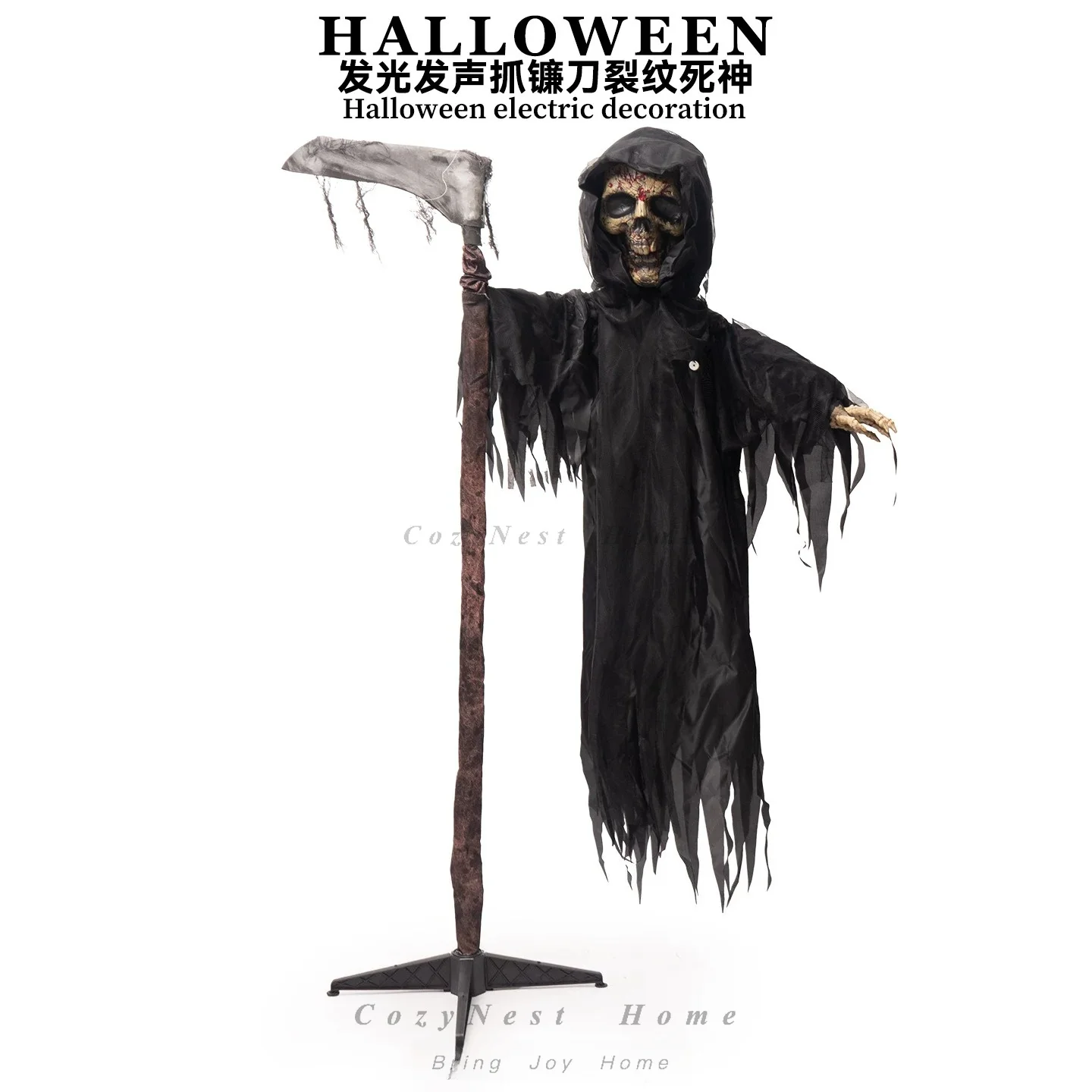 For Halloween fire pattern sickle reaper decoration pendant haunted house secret room electric induction sound light prop