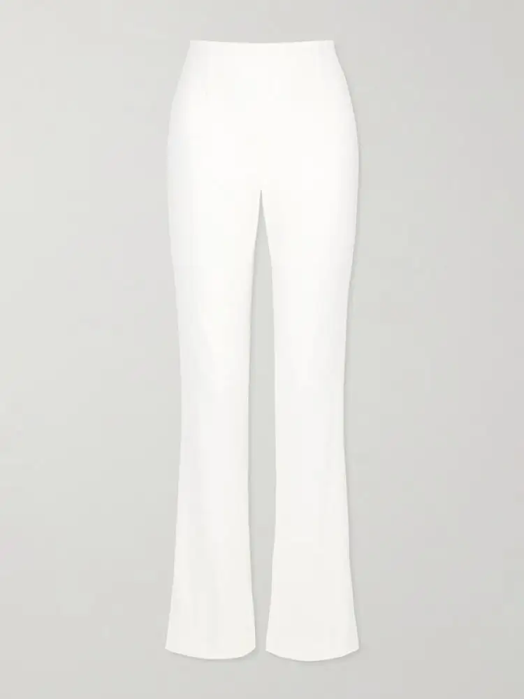 Freeacy Solid White Pants Set for Women Extra-long Blazer Top and High Waist Pants Falbala Pleated Elegant Suit 2024 New