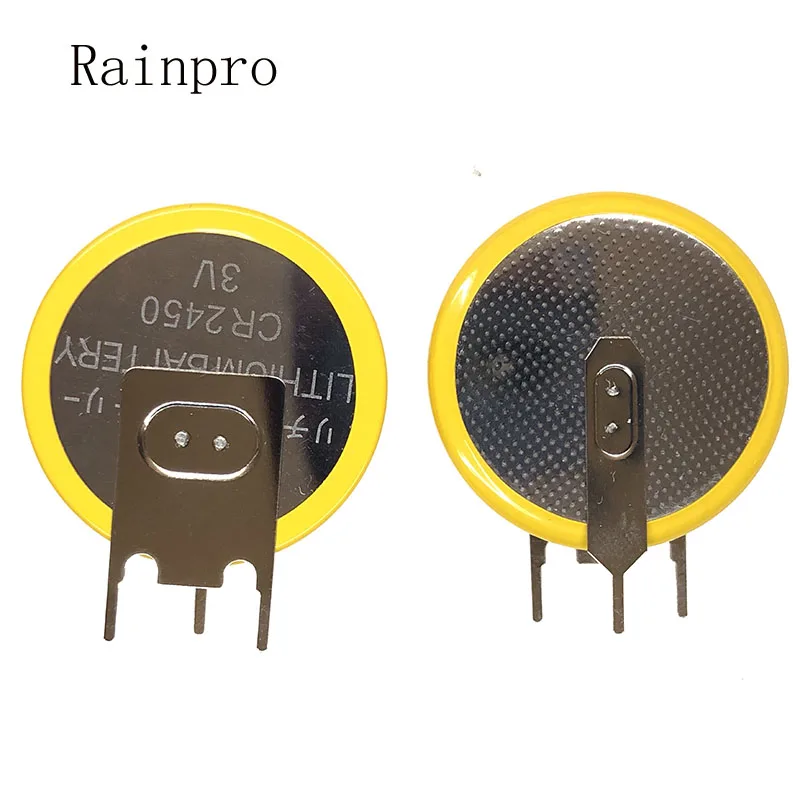 2PCS/LOT CR2450 Three Pins Vertical 3V Button Cell Battery 2450 For Rice Cooker Lithium Battery With Welding Leg Cr2450