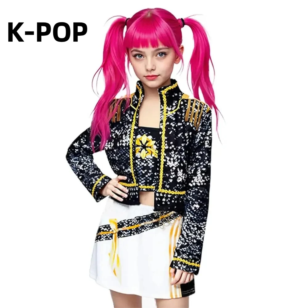 

New Costumes Kpop Rumi Zoey Mira Halloween Party Cosplay Costume Demon Golden Stage Suit Hunter Teenagers Girls Birthday Gift