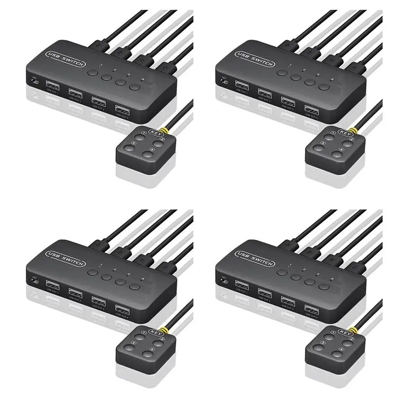 QWE-4X USB Switch Shared Controller Adapter 4 Inputs 4 Outputs For Laptop Computer Printer Keyboard Mouse Monitor