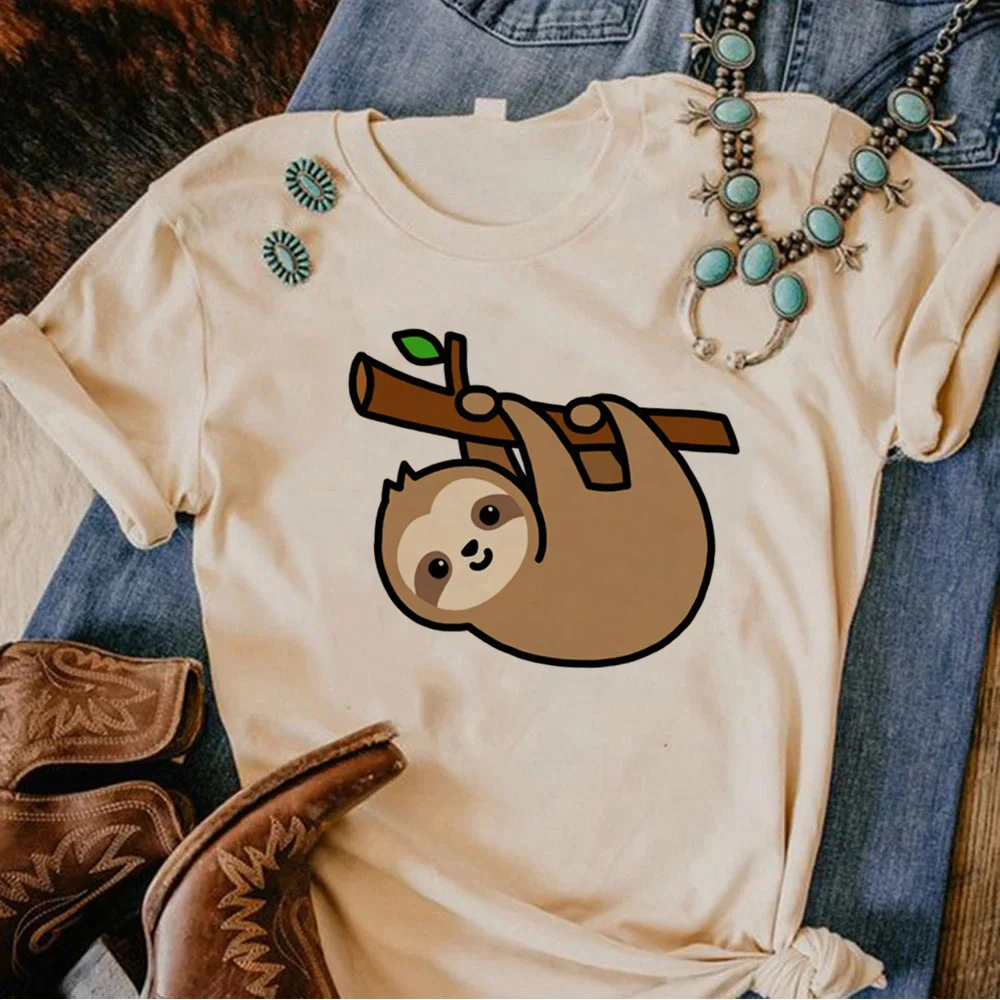 Sloth t shirt women comic Tee female designer 2000s streetwear clothes