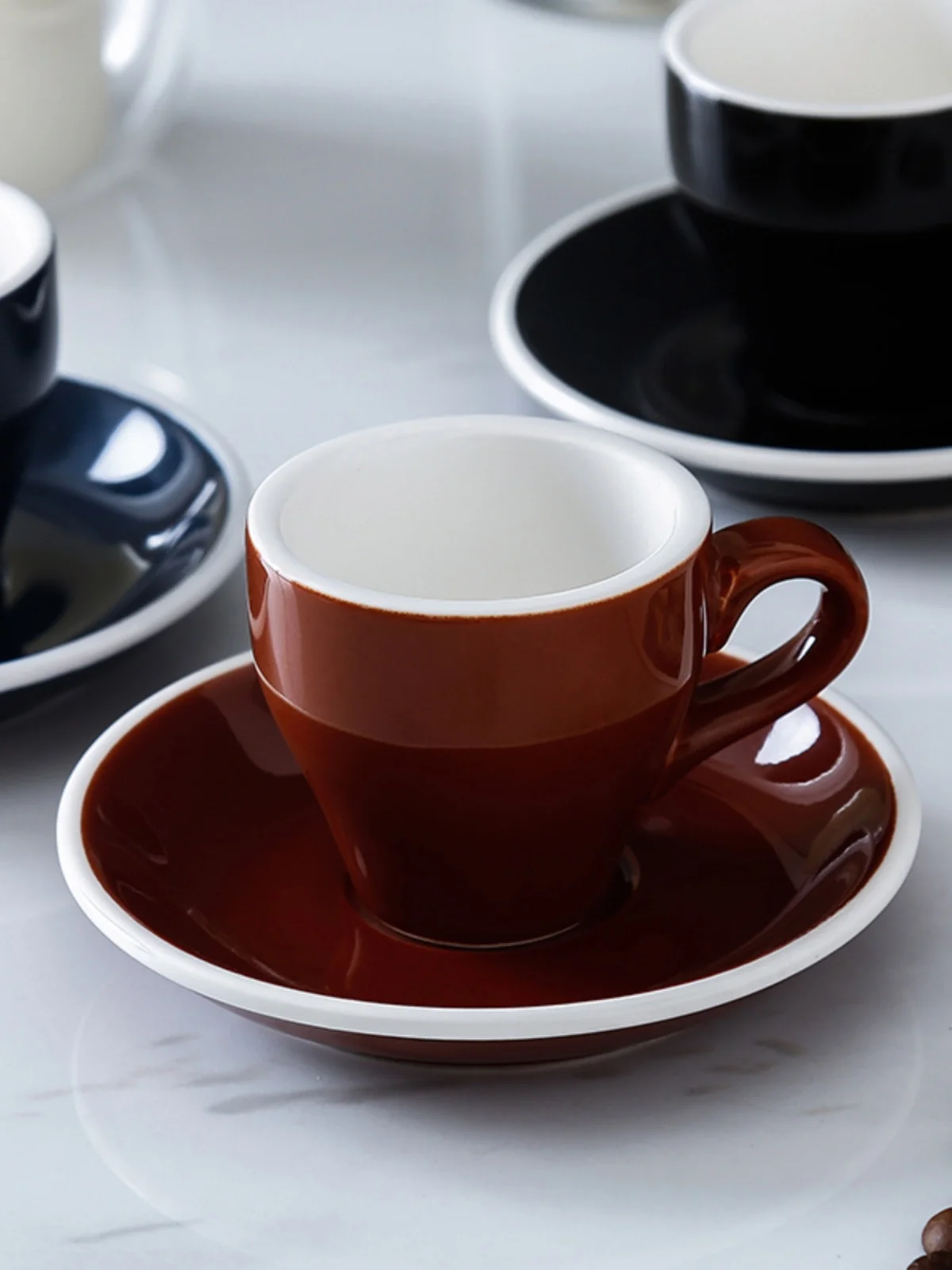 Taza de Cé Espro uesa Estilo Italiano 80ml Cé Concent Individual Latte Taza Pequeña para Té con Cuchara para Rem...