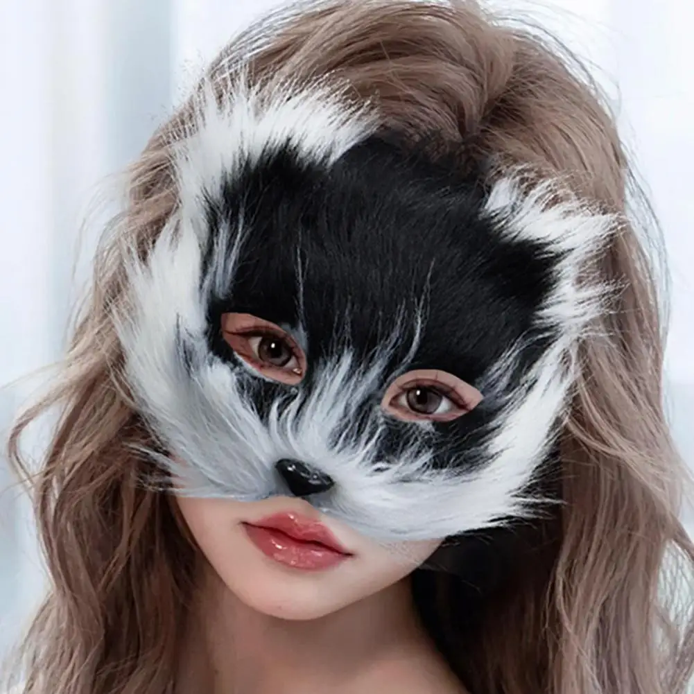 Comfortable Cosplay Headpiece Plush Fox Wolf Face Cushion Set for Halloween Party Cosplay Props Carnival Masquerade Costume