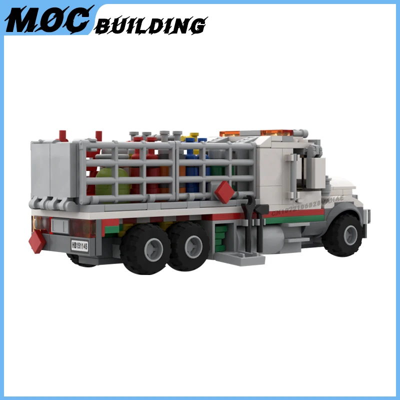 MOC Building Blocks City Transport Vehicle Octan Gas Cylinder Delivery Truck Model DIY Creative Assemble Bricks Car Toys Gifts