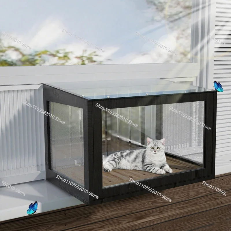 Cross-border wooden cat window box balcony nest hammock acrylic anti-jump