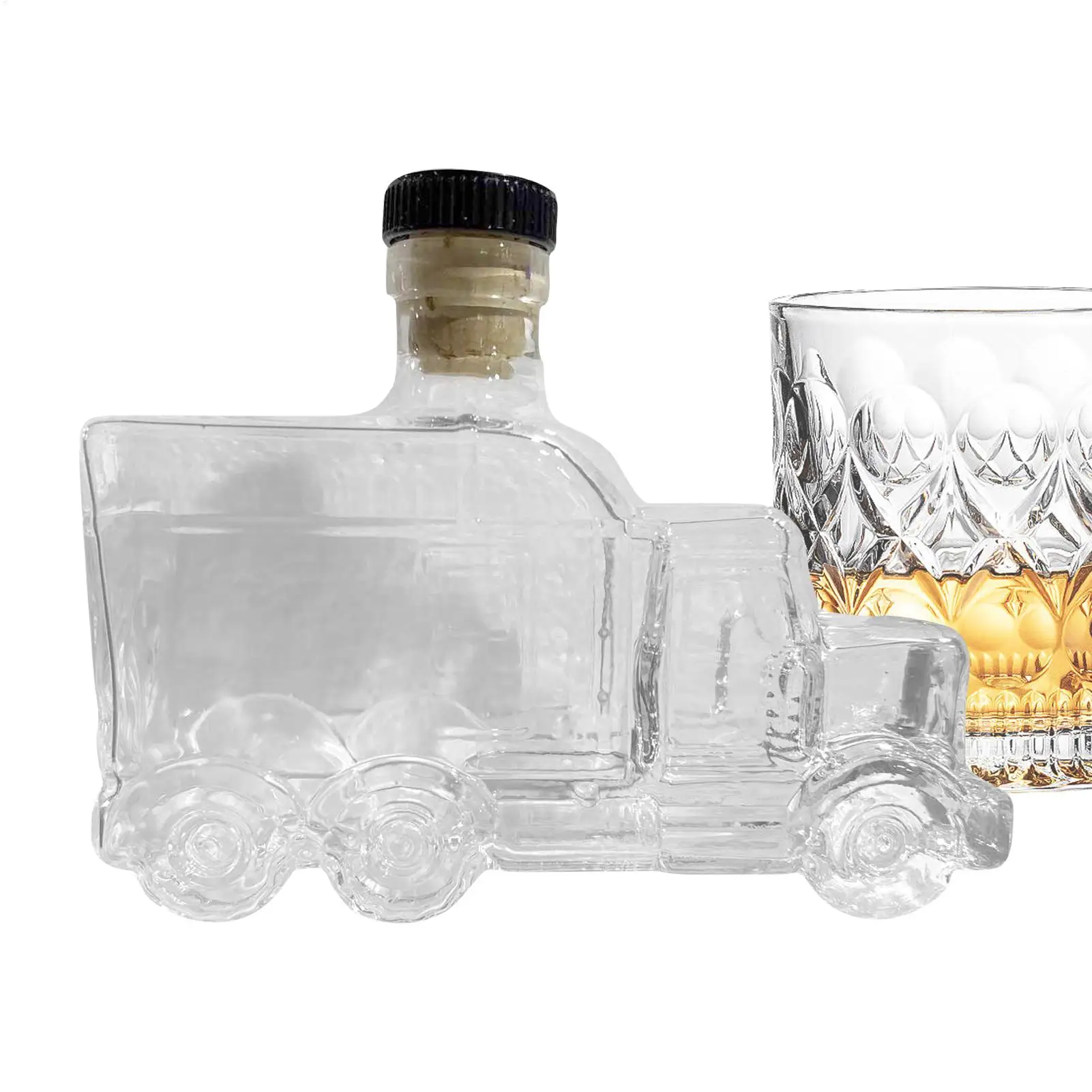 375 ml Bourbon-Dekanter, Whisky-Behälterhalter, halber LKW, dekorativer Dekanter mit Stopfen für die Hosting von Likör, Bier und Champagner